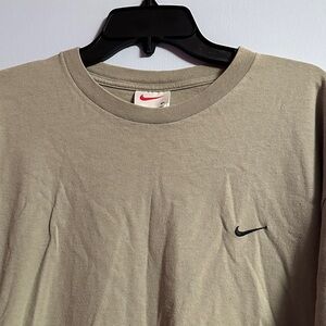 Vintage 90s Nike Mini Swoosh T-Shirt Made in USA XL Neutral Tan